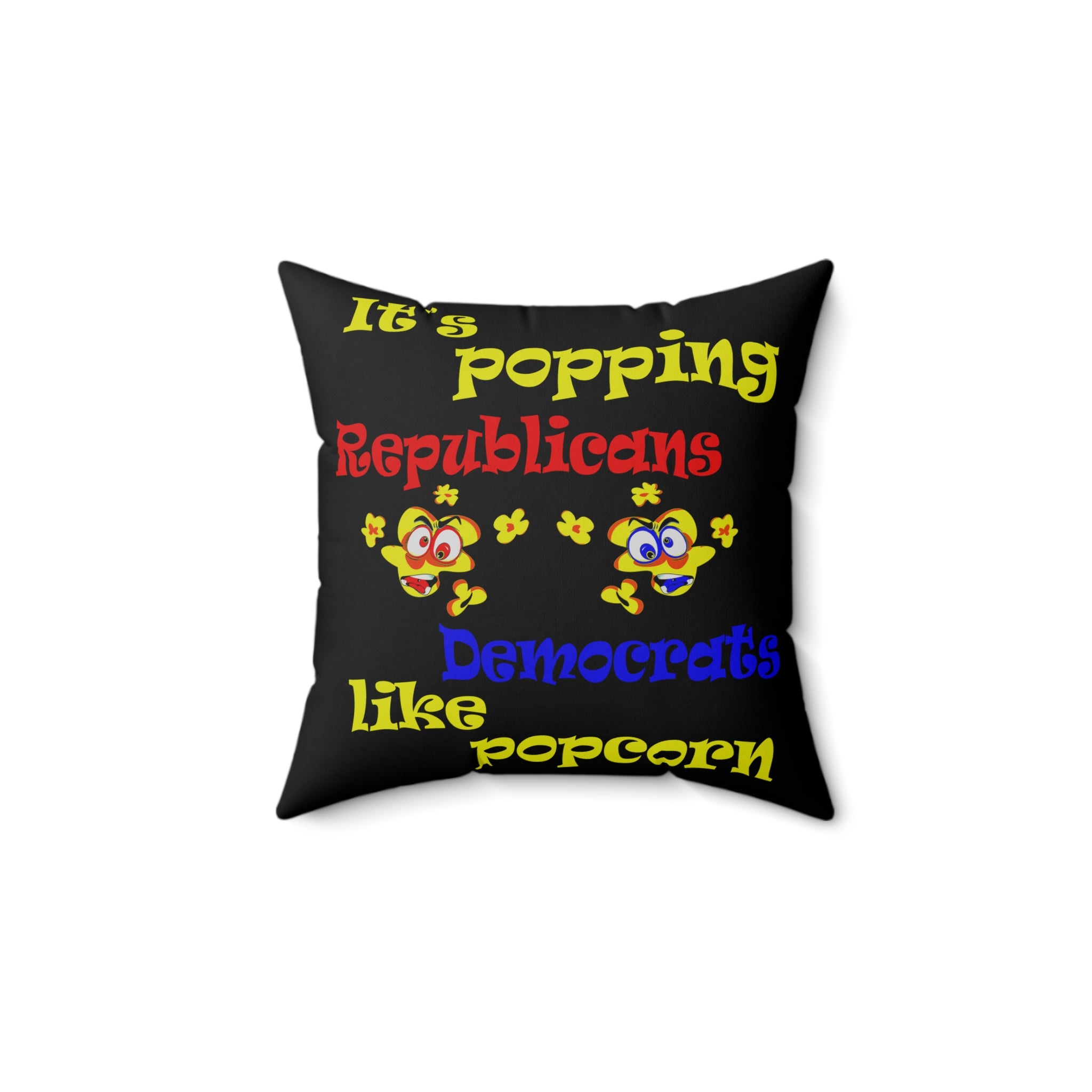 popping like popcorn - Spun Polyester Square Pillow - (black)