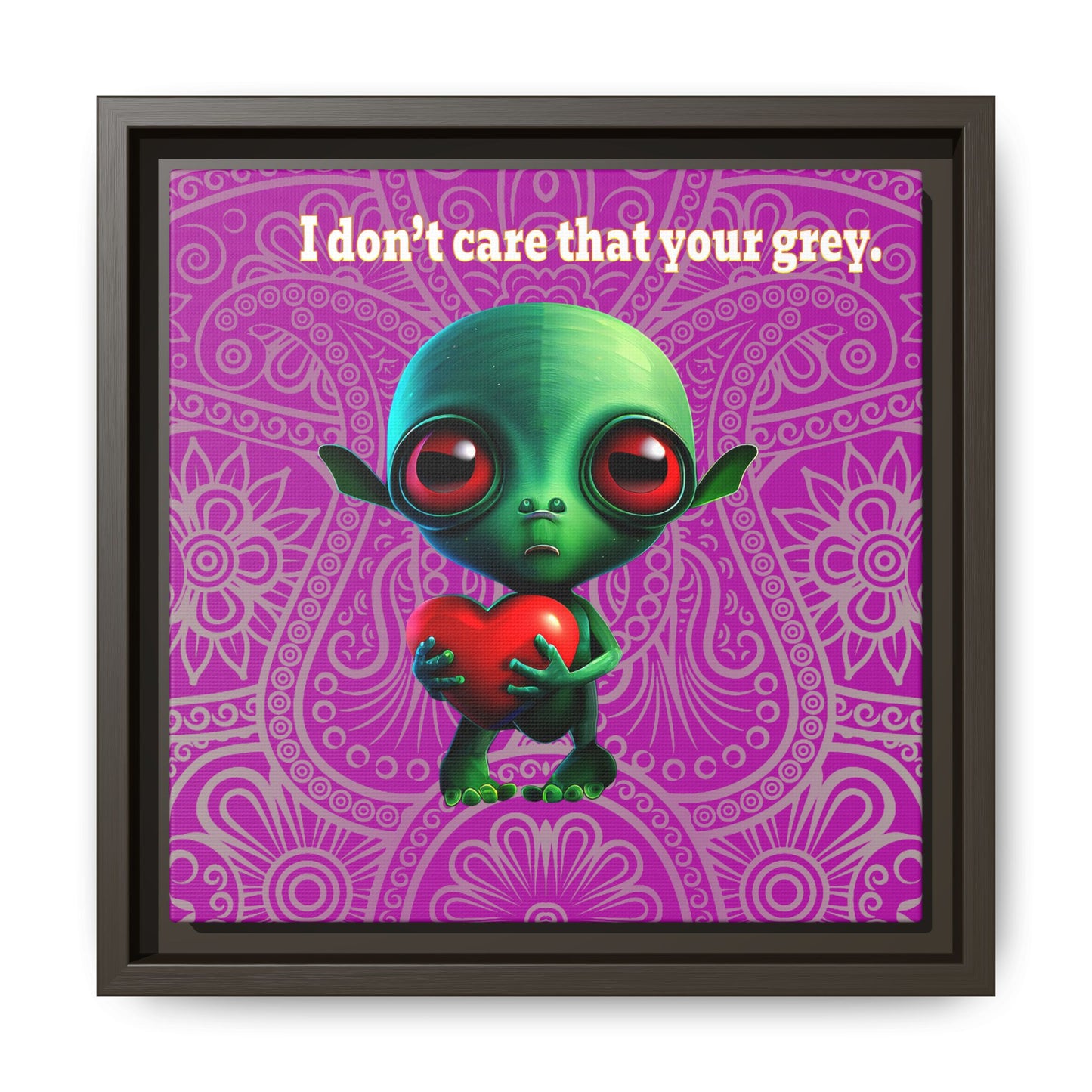 I don't care that your grey - framed canvas art (pink swirl)
