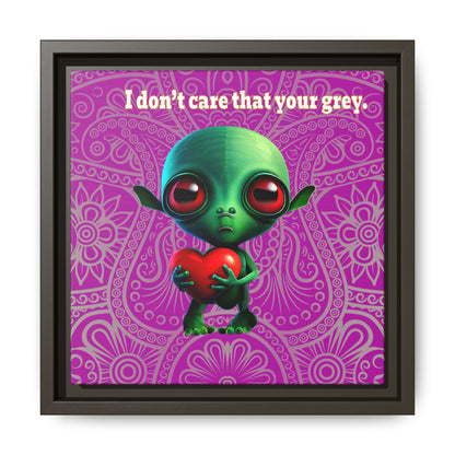 I don't care that your grey - framed canvas art (pink swirl)
