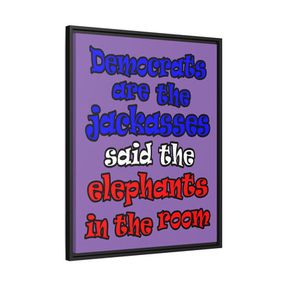 donkeys and elephants - framed canvas art (light purple)