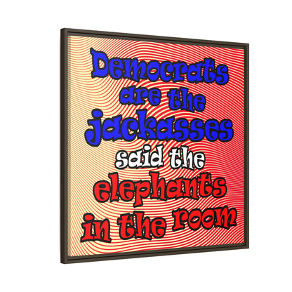 donkeys and elephants - framed canvas art (yellow-orange wave)