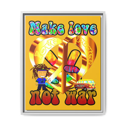 love peace - framed canvas art (yellow)
