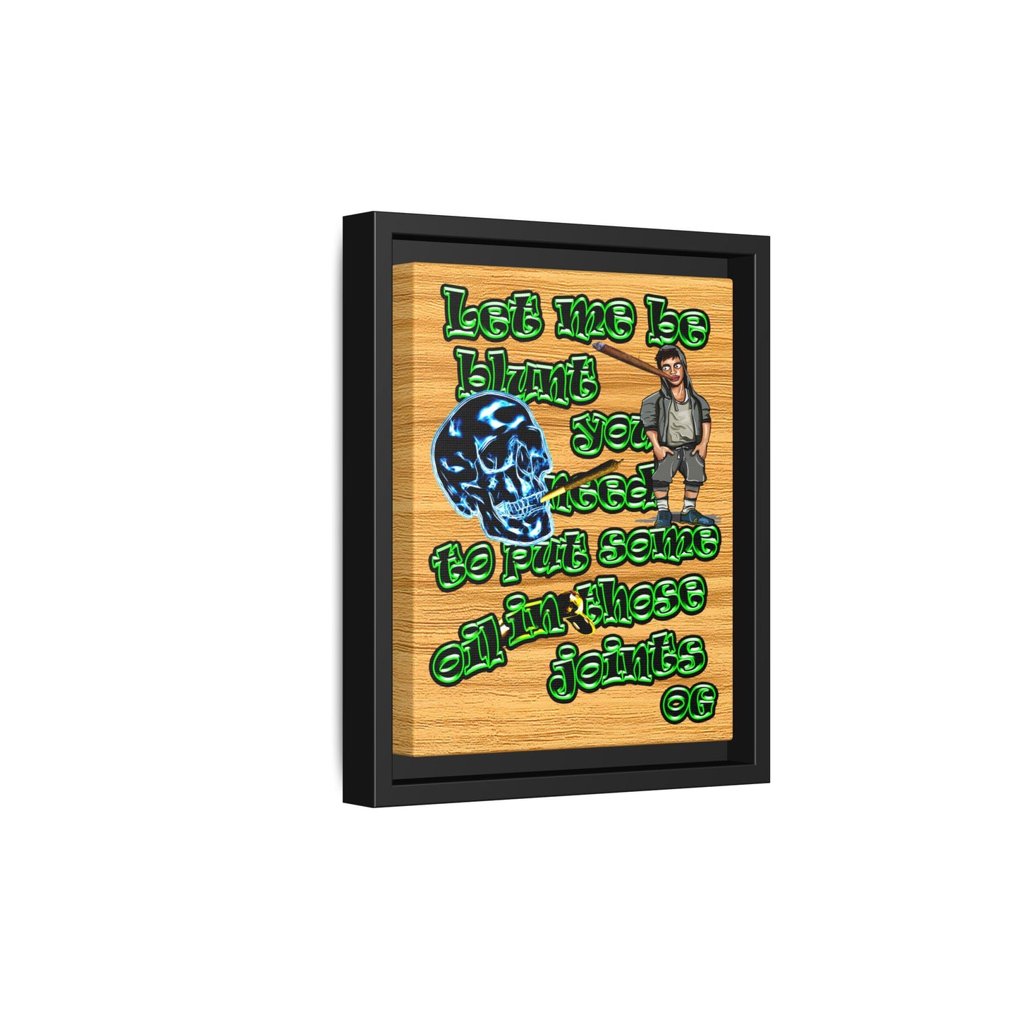 og - framed canvas art (butterscotch wood finish)