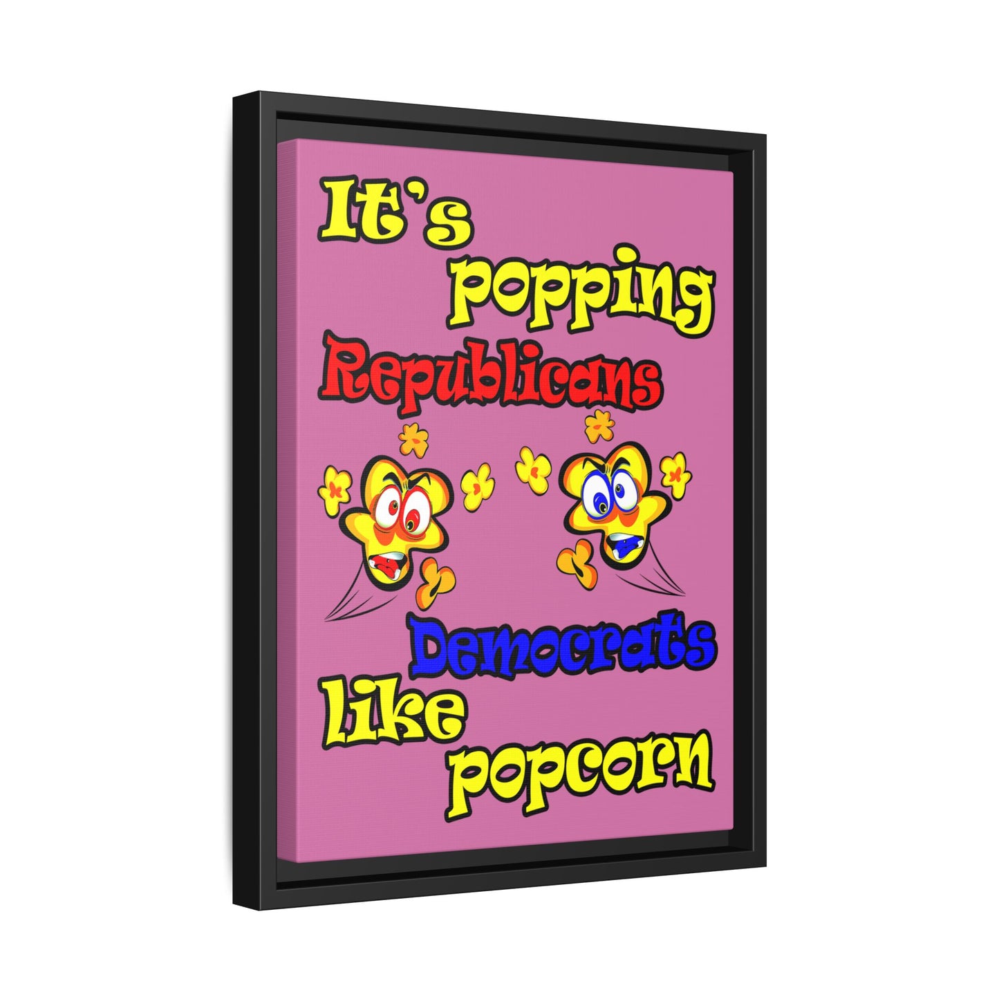 popping like popcorn - framed canvas art (light pink)
