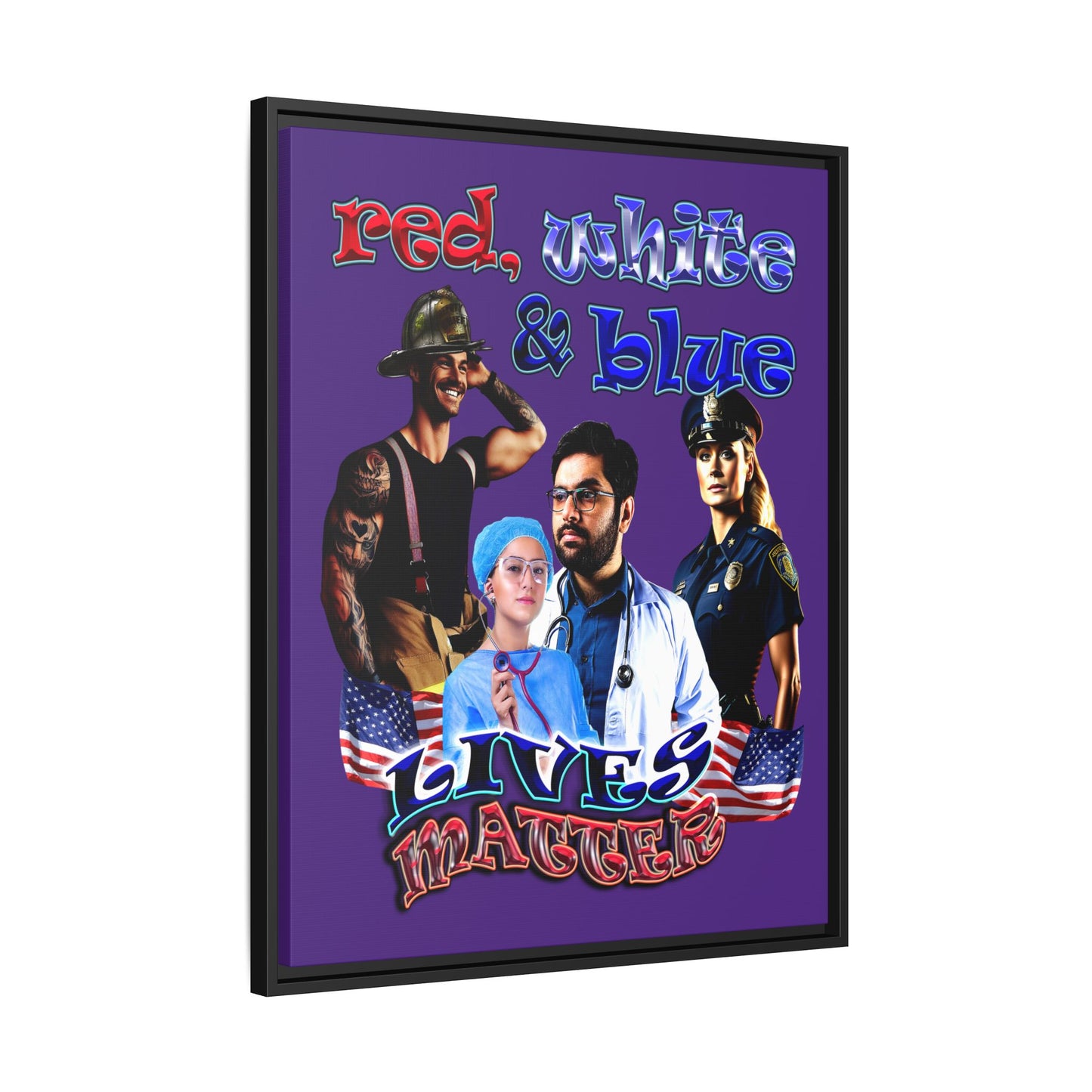 rw&b lives matter - framed canvas art (purple)