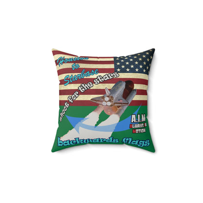 shoot for the stars - Faux Suede Square Pillow - (dark green)