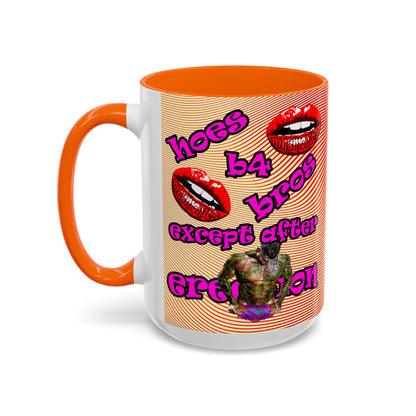 hoes b4 bros - Accent Mug (yellow-orange wave)