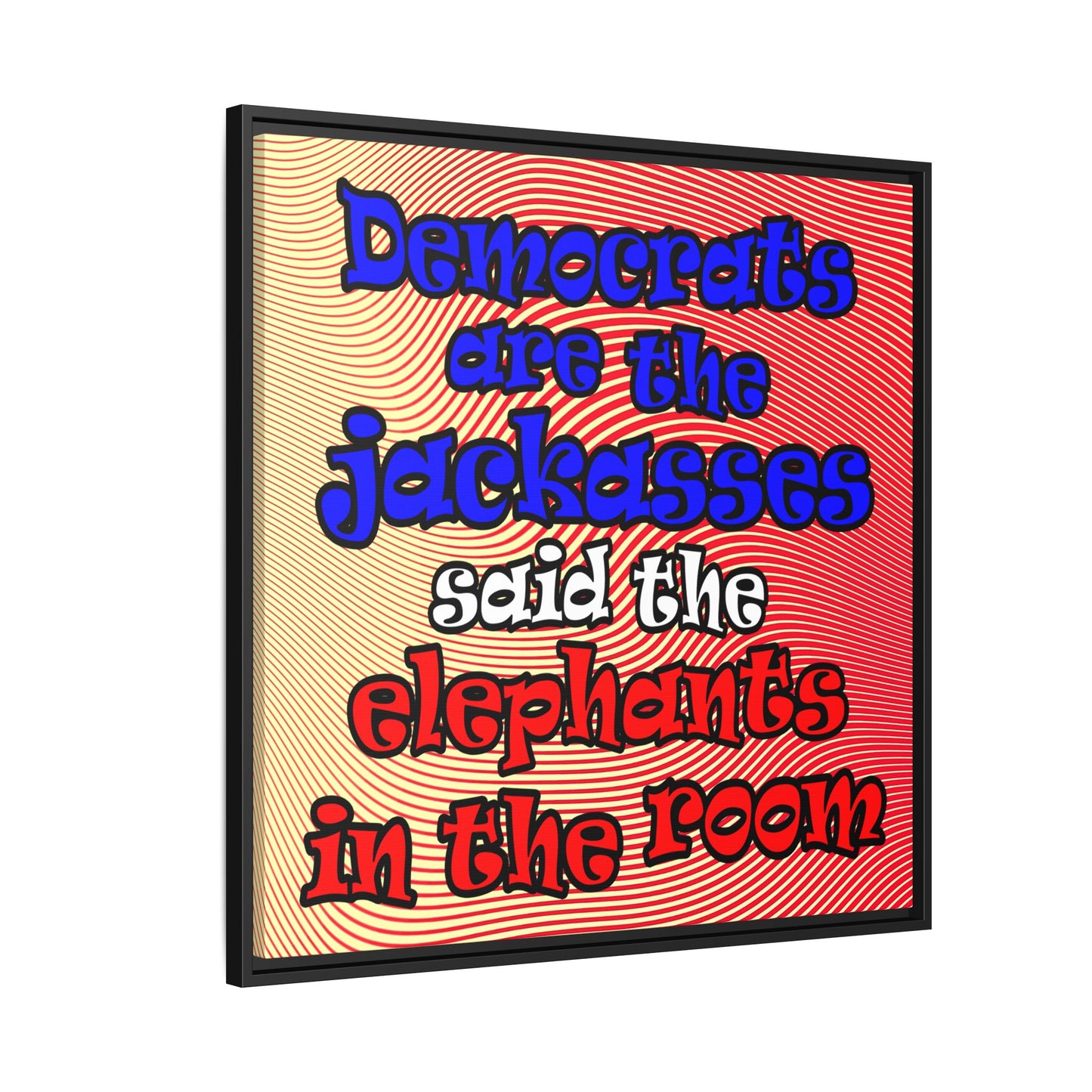 donkeys and elephants - framed canvas art (yellow-orange wave)