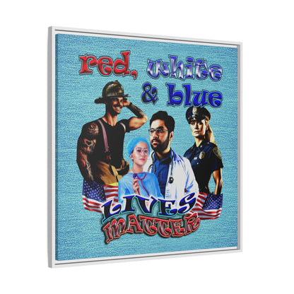 rw&b lives matter - framed canvas art (faded blue)