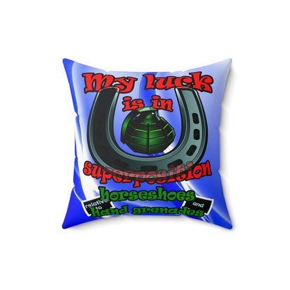 my luck - Faux Suede Square Pillow - (blue-white wave)