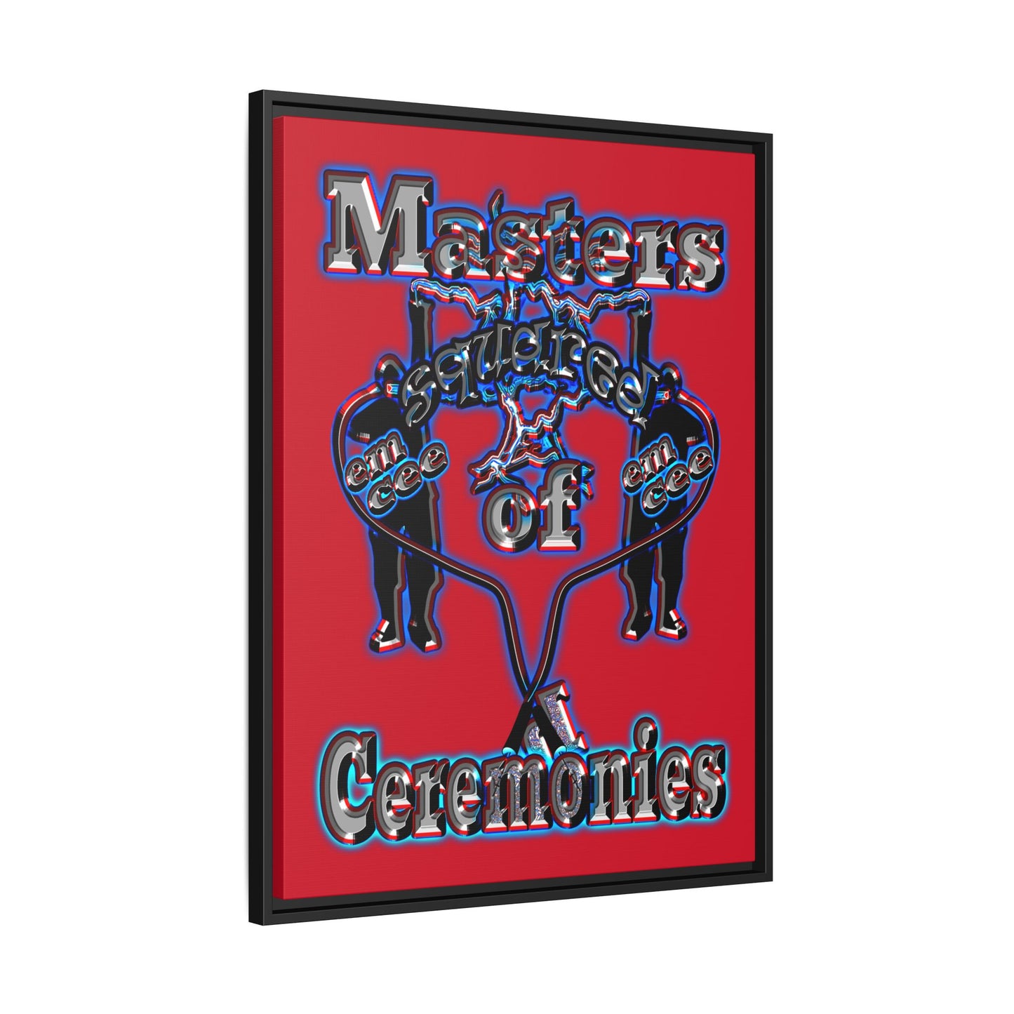 em cee squared - framed canvas art (dark red)