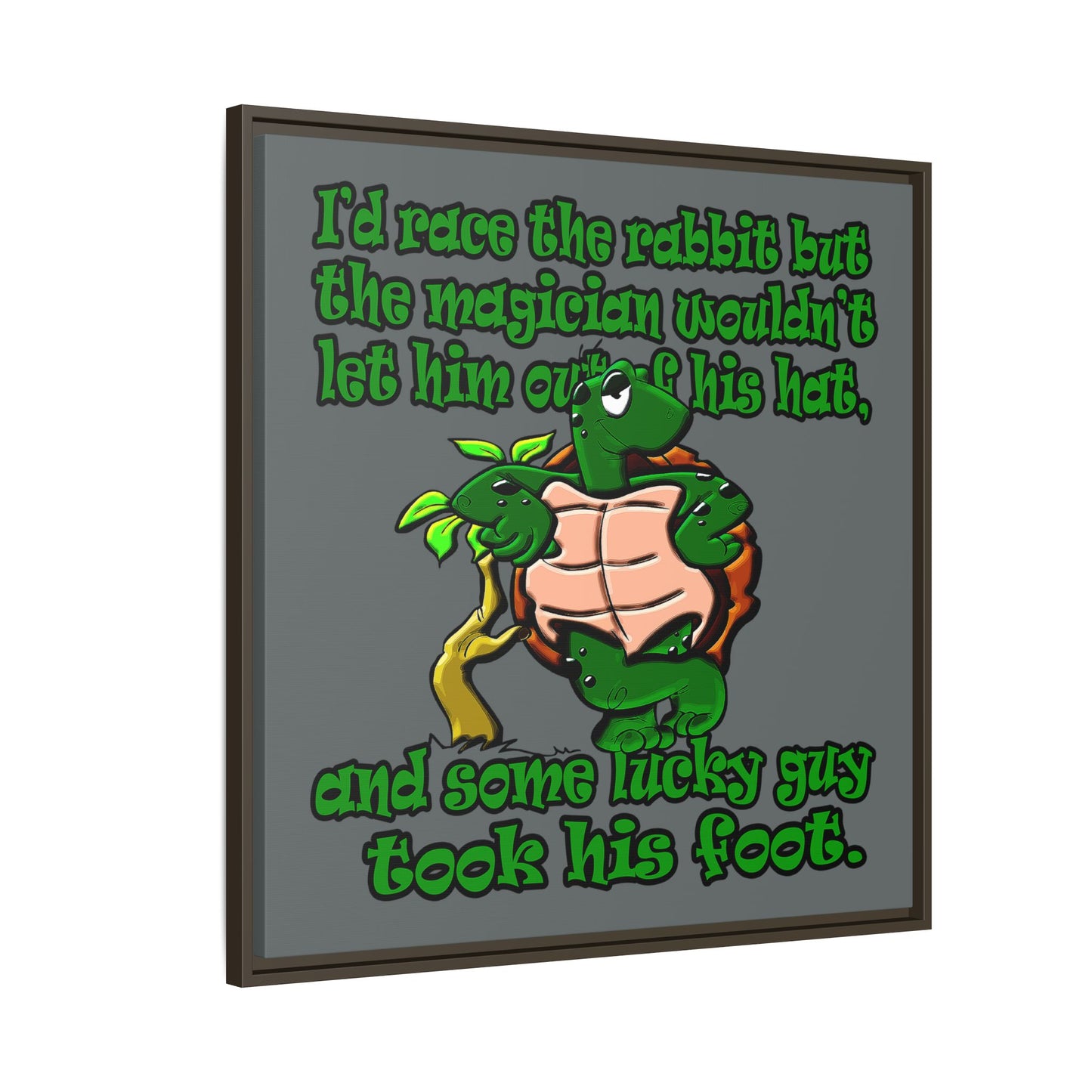 turtle race - framed canvas art (dark grey)