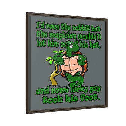 turtle race - framed canvas art (dark grey)