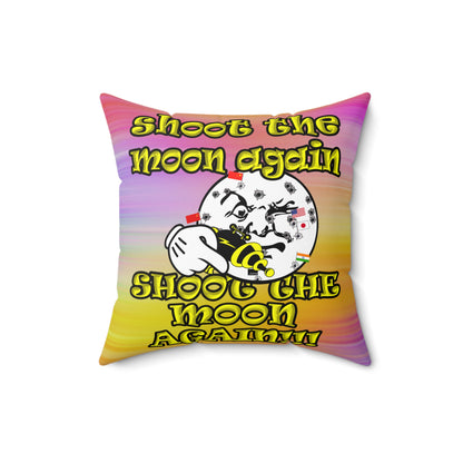 shoot the moon again - Spun Polyester Square Pillow - (color blur)
