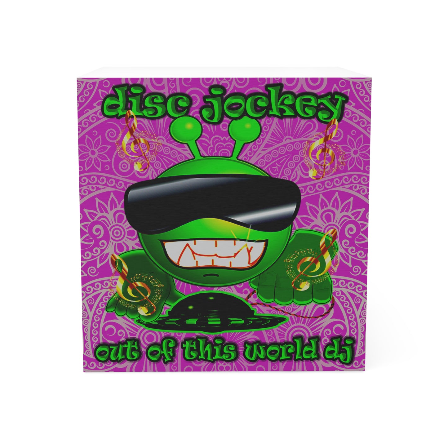 disc jockey - note cube (pink swirl)