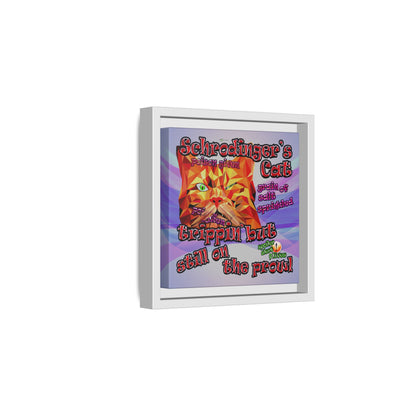 schrodinger's cat - framed canvas art (light blue-pink wave)