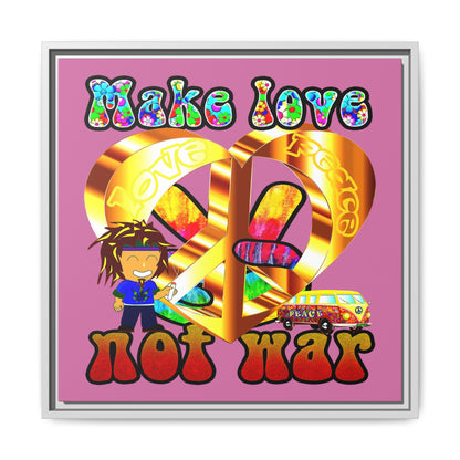 love peace - framed canvas art (light pink)