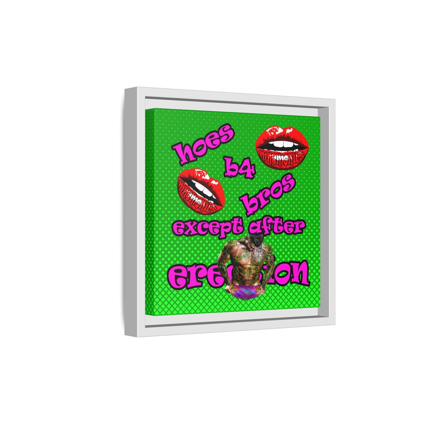 hoes b4 bros - framed canvas art (logo green)