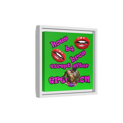 hoes b4 bros - framed canvas art (logo green)