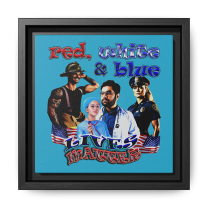 rw&b lives matter - framed canvas art (turquoise)