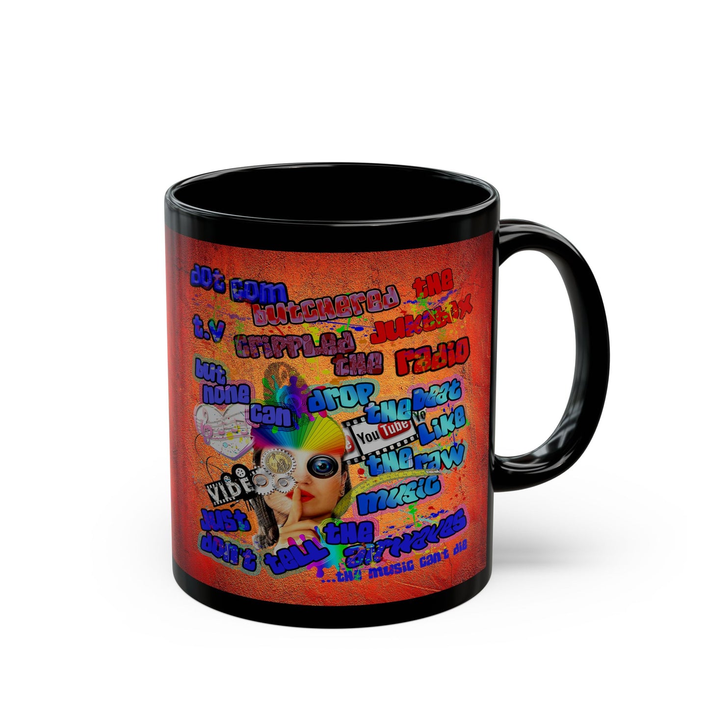 drop the beat - Black Mug (burnt orange)