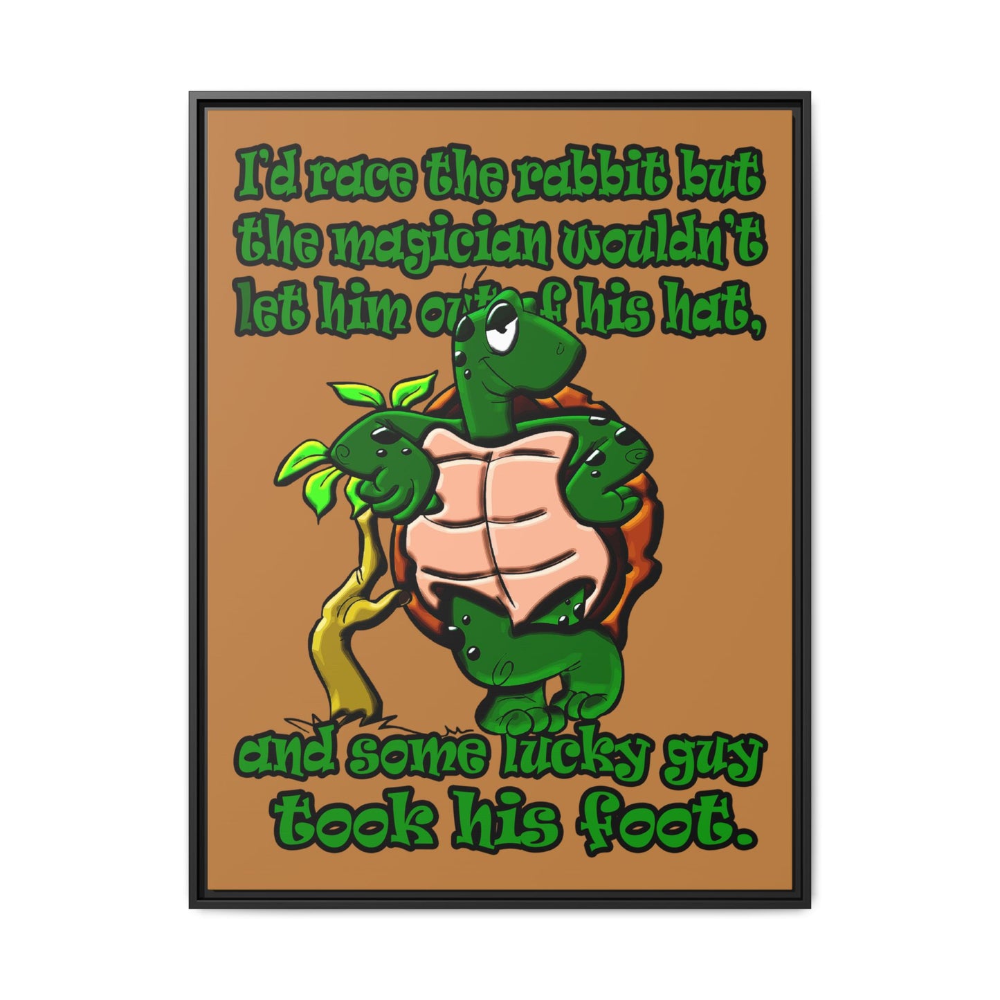 turtle race - framed canvas art (light brown)
