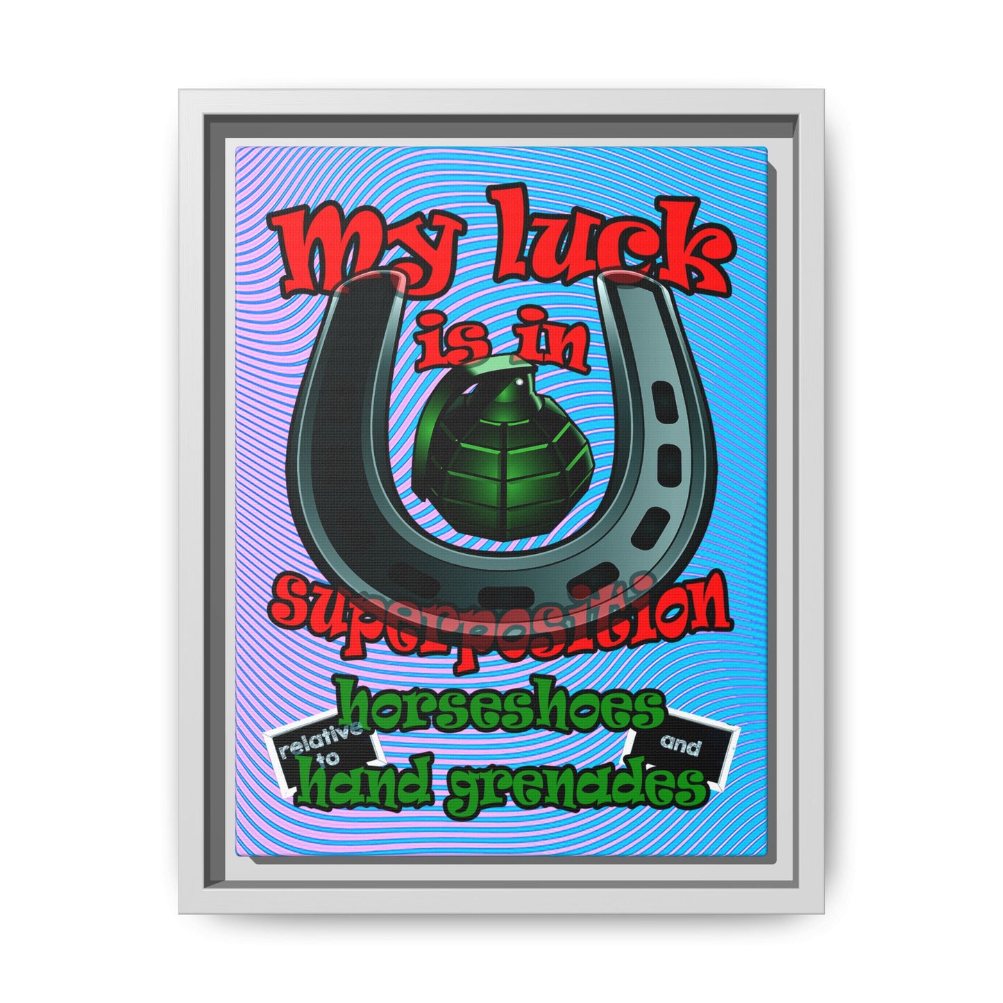 my luck - framed canvas art (light blue-purple wave)