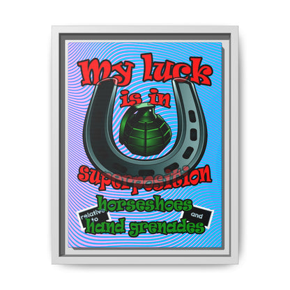 my luck - framed canvas art (light blue-purple wave)