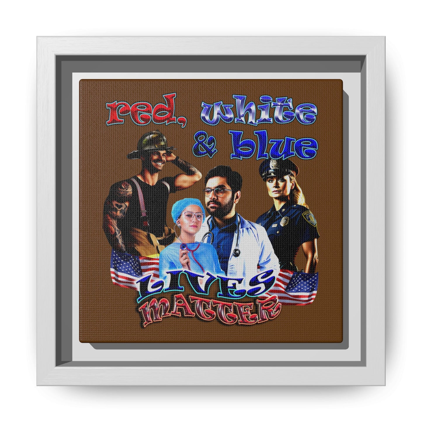 rw&b lives matter - framed canvas art (brown)