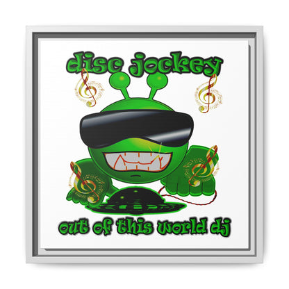 disc jockey - framed canvas art (white)