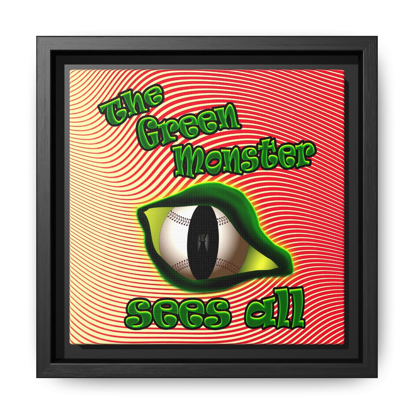green monster - framed canvas art (yellow-orange wave)