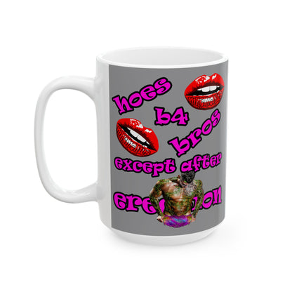 hoes b4 bros - White Mug (grey)