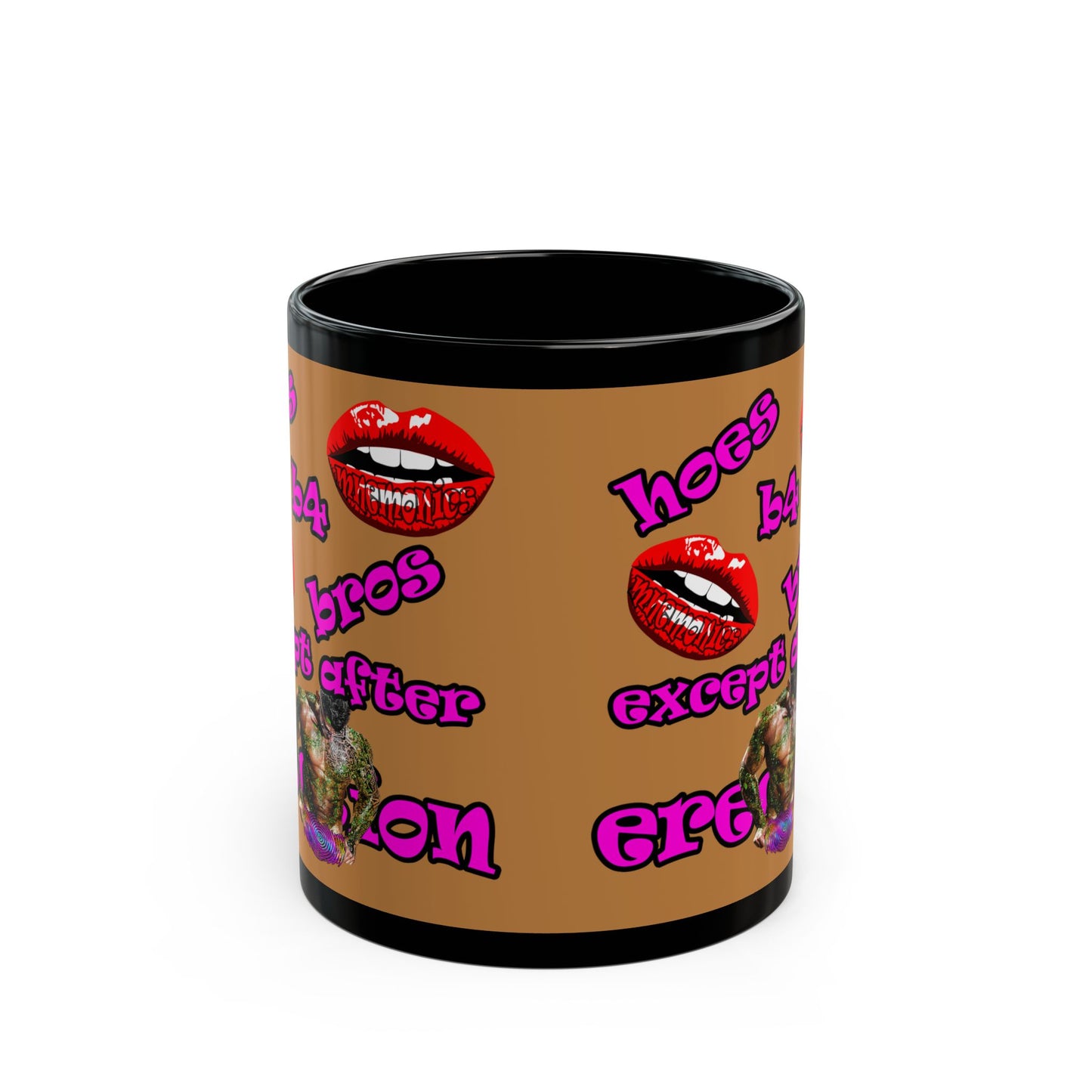 hoes b4 bros - Black Mug (light brown)