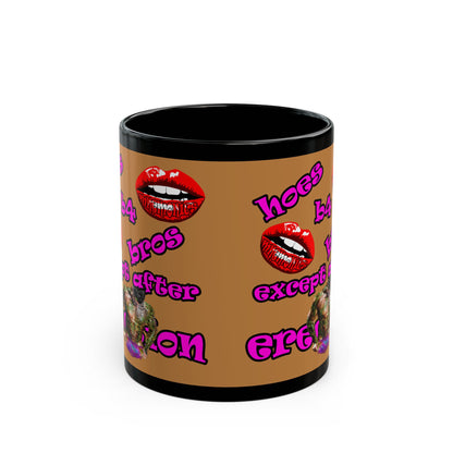 hoes b4 bros - Black Mug (light brown)