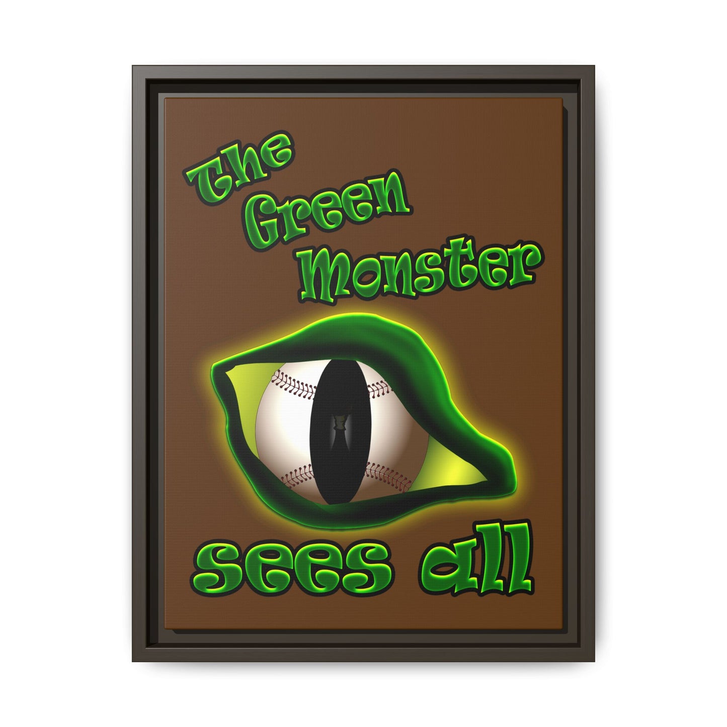 green monster - framed canvas art (brown)