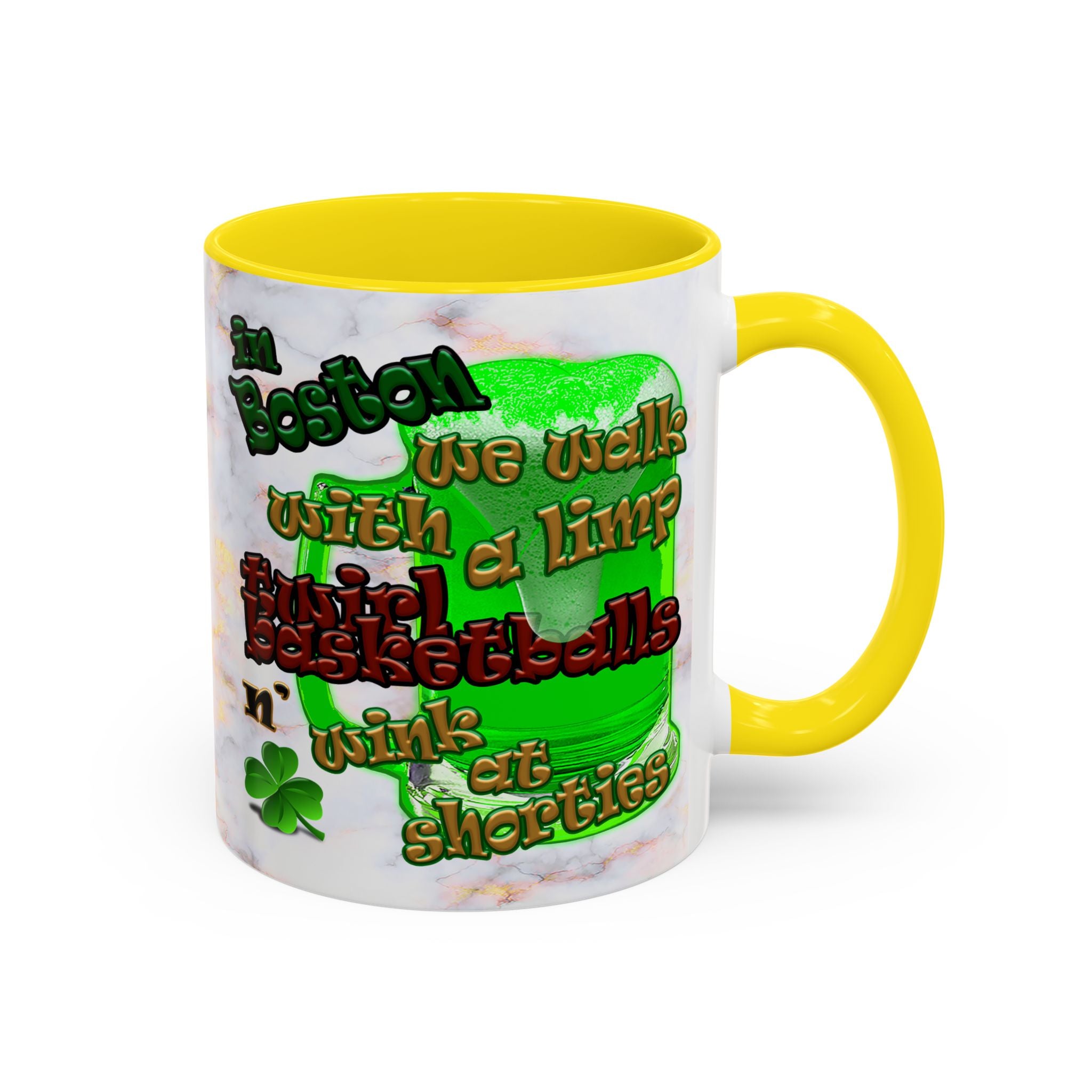 celtics logo - Accent Mug (white marble)