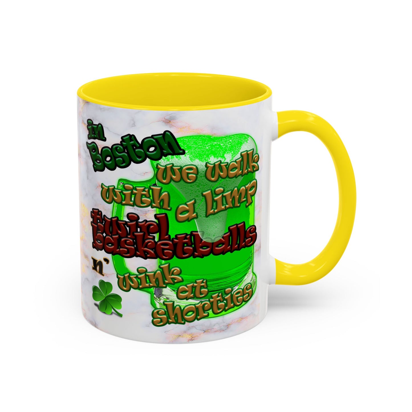 celtics logo - Accent Mug (white marble)