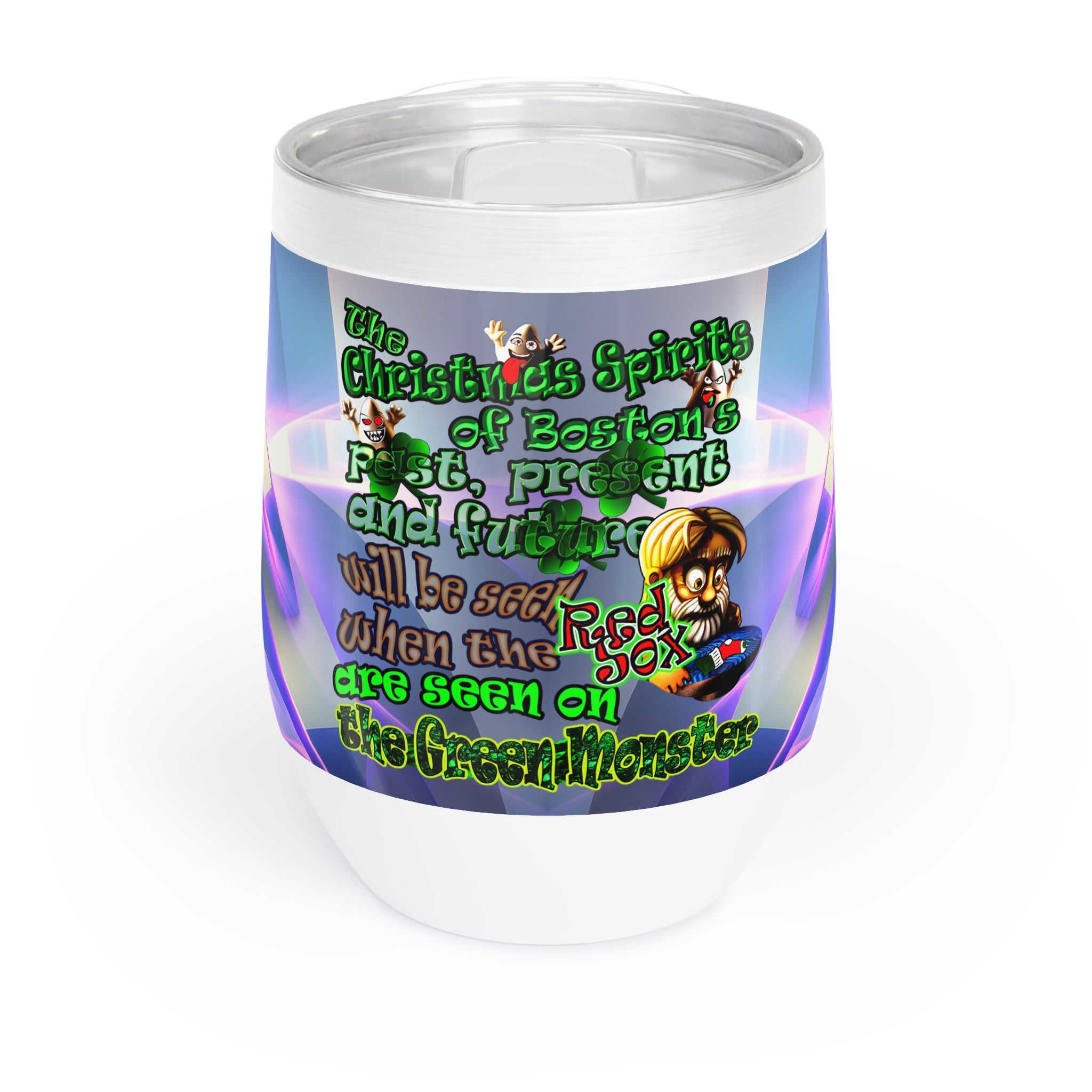 christmas spirits of boston - Chill Wine Tumbler (grey-pink wave)