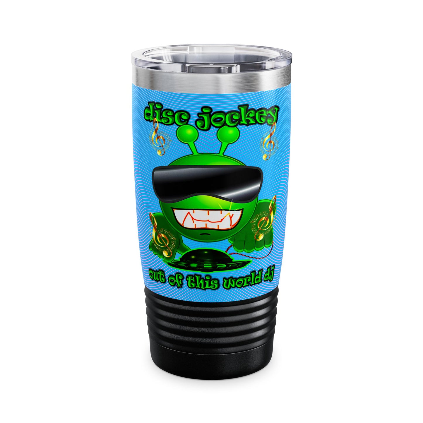 disc jockey - Ringneck Tumbler, 20oz (light blue-purple wave)