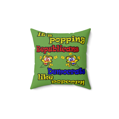 popping like popcorn - Spun Polyester Square Pillow - (green)
