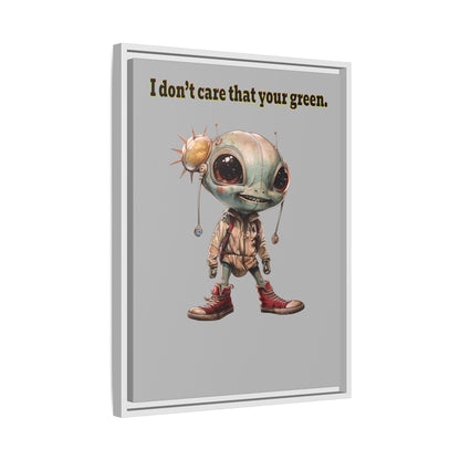 I don't care that your green - framed canvas art (light grey)