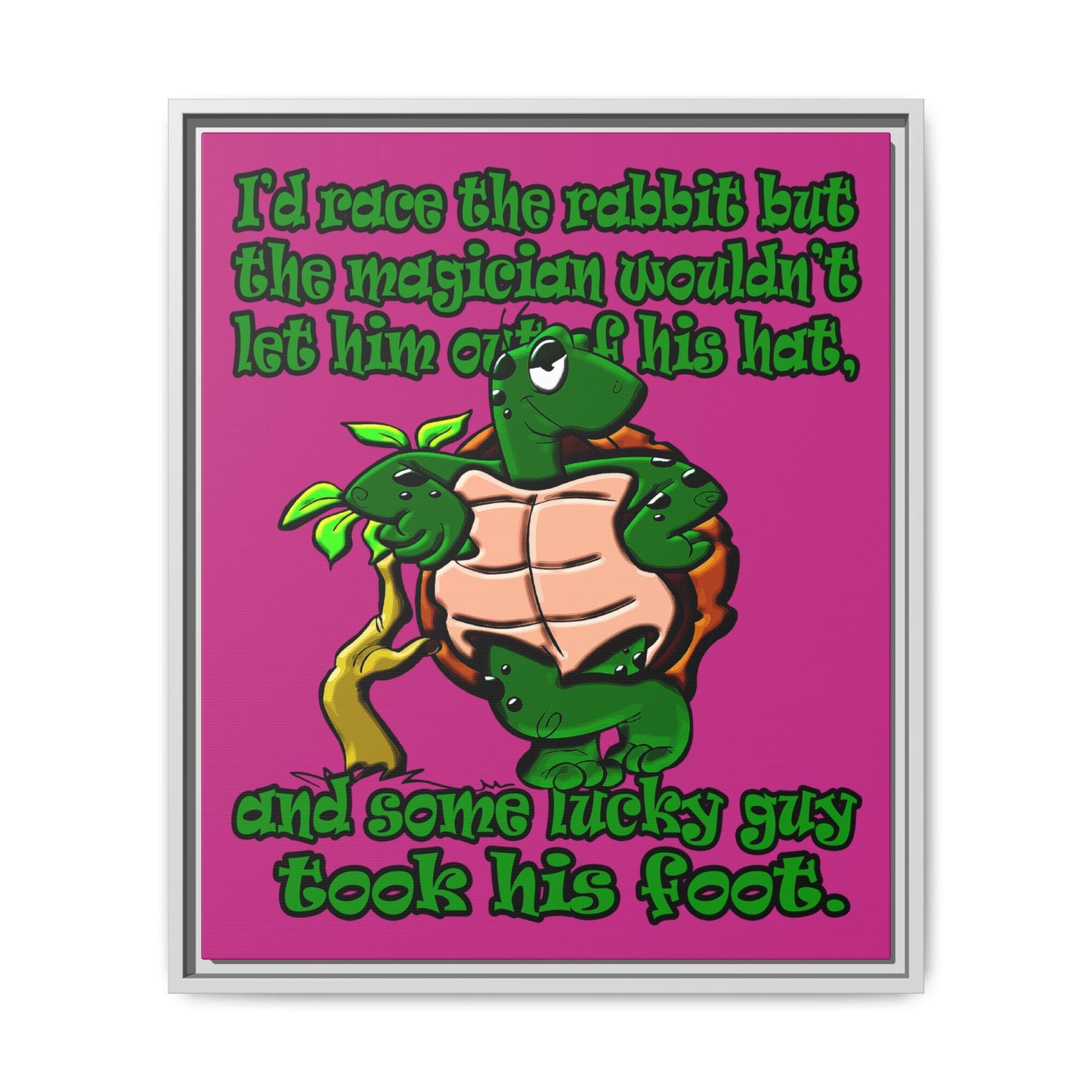 turtle race - framed canvas art (pink)