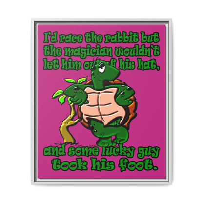 turtle race - framed canvas art (pink)