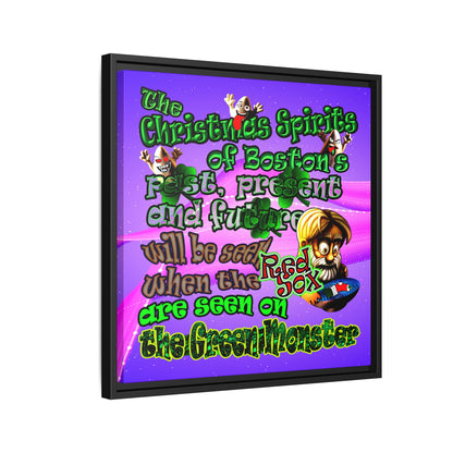 christmas spirits of boston - framed canvas art (purple-pink wave)