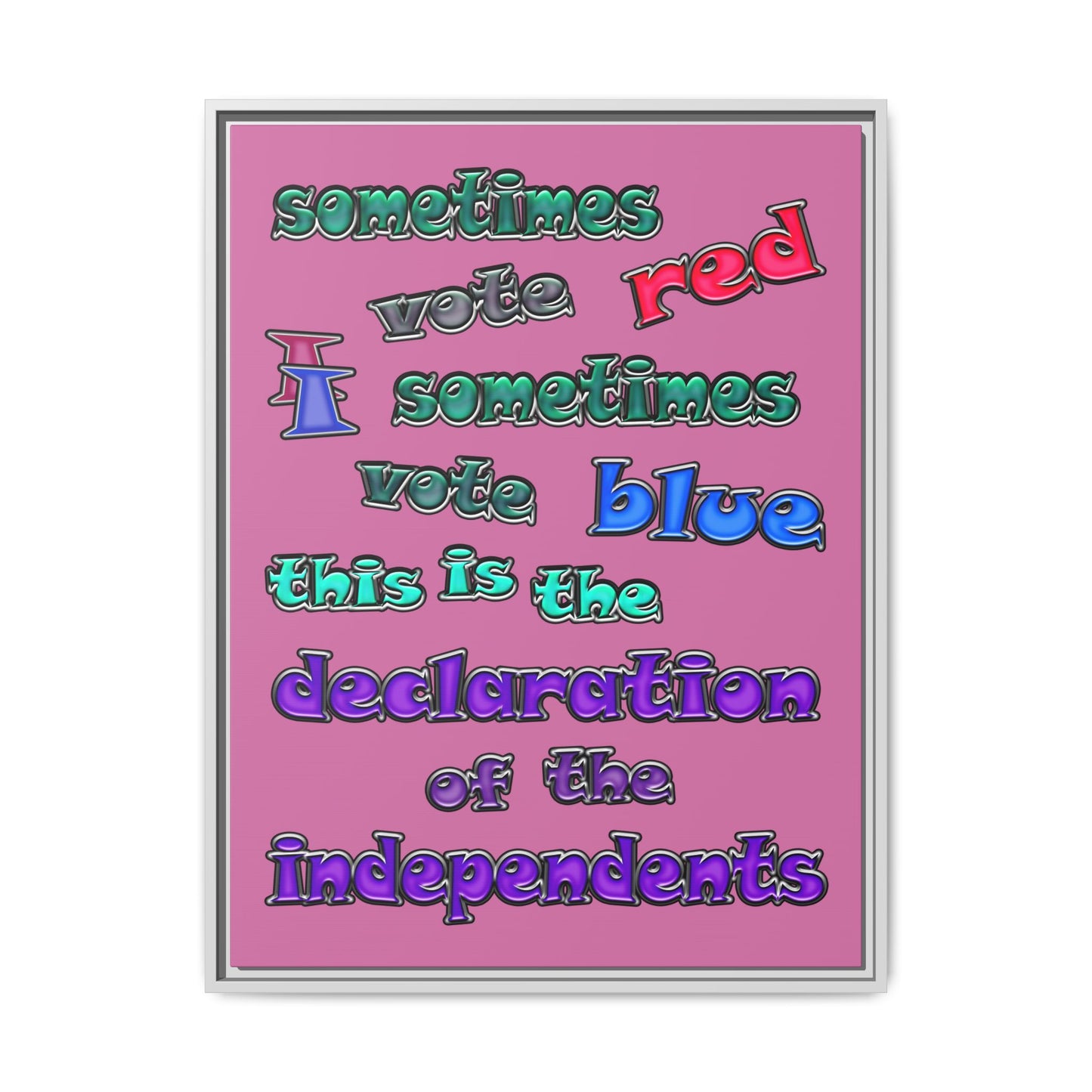 declaration of the independents - framed canvas art (light pink)
