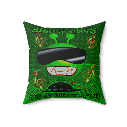 disc jockey - Spun Polyester Square Pillow - (logo green)