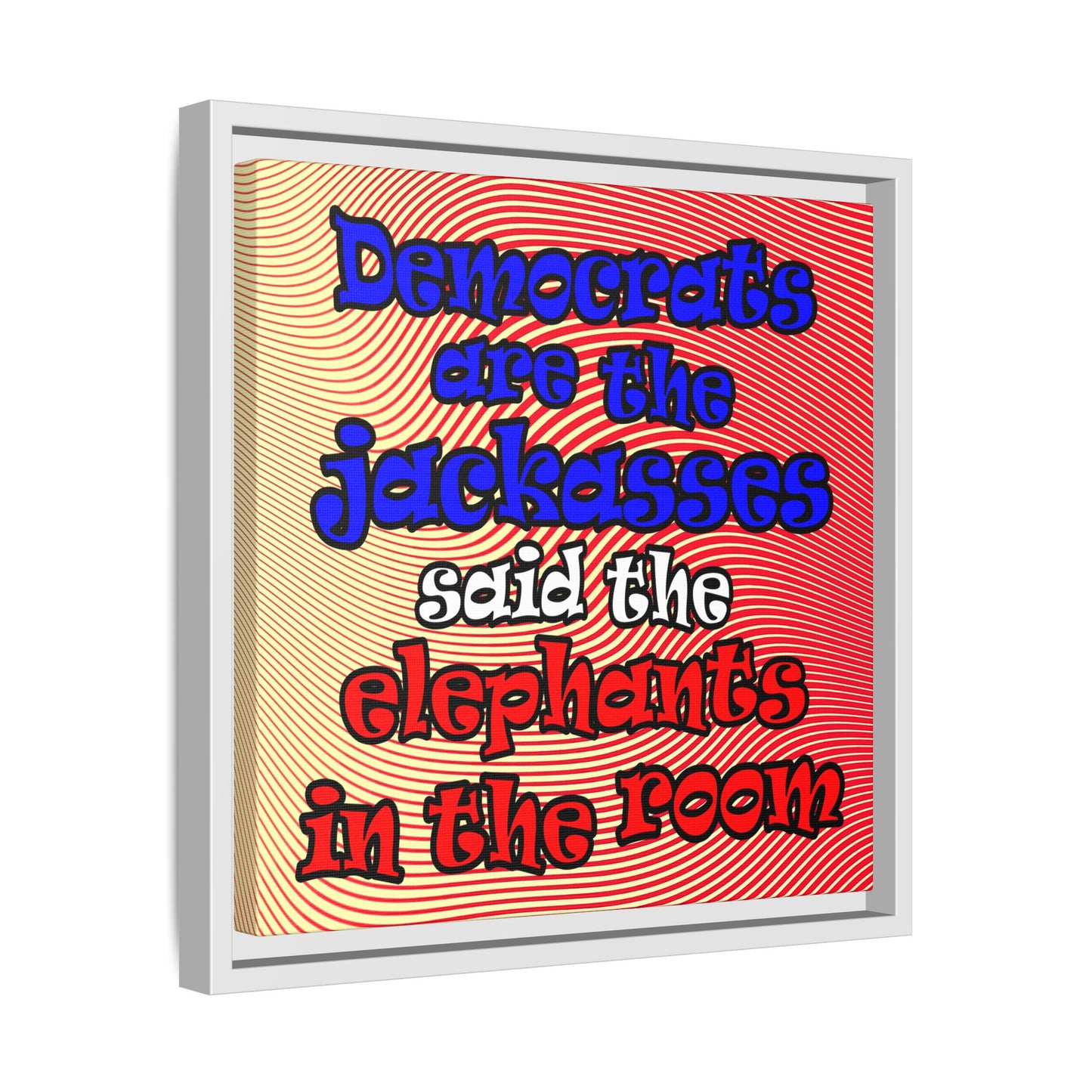 donkeys and elephants - framed canvas art (yellow-orange wave)