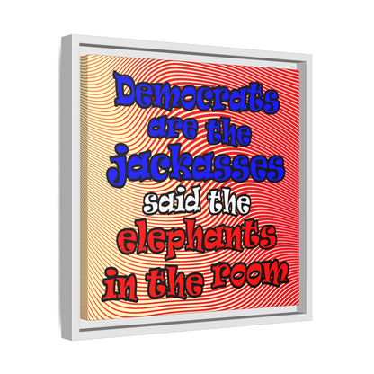 donkeys and elephants - framed canvas art (yellow-orange wave)
