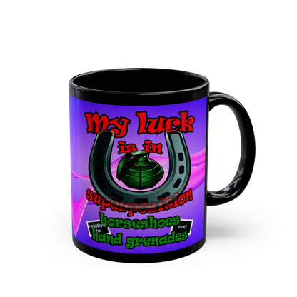 my luck - Black Mug (purple-pink wave)