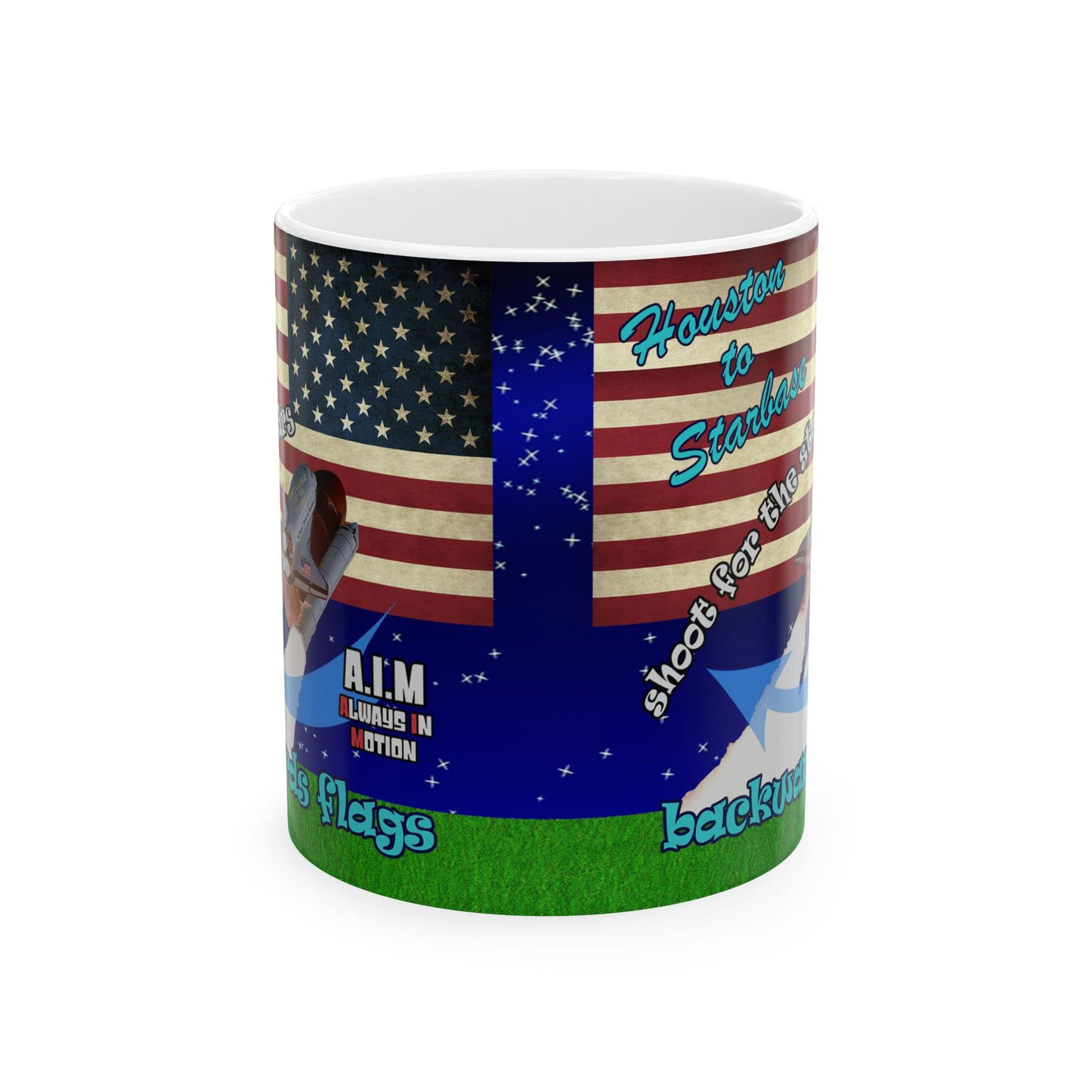 shoot for the stars - White Mug ('snoops' background)